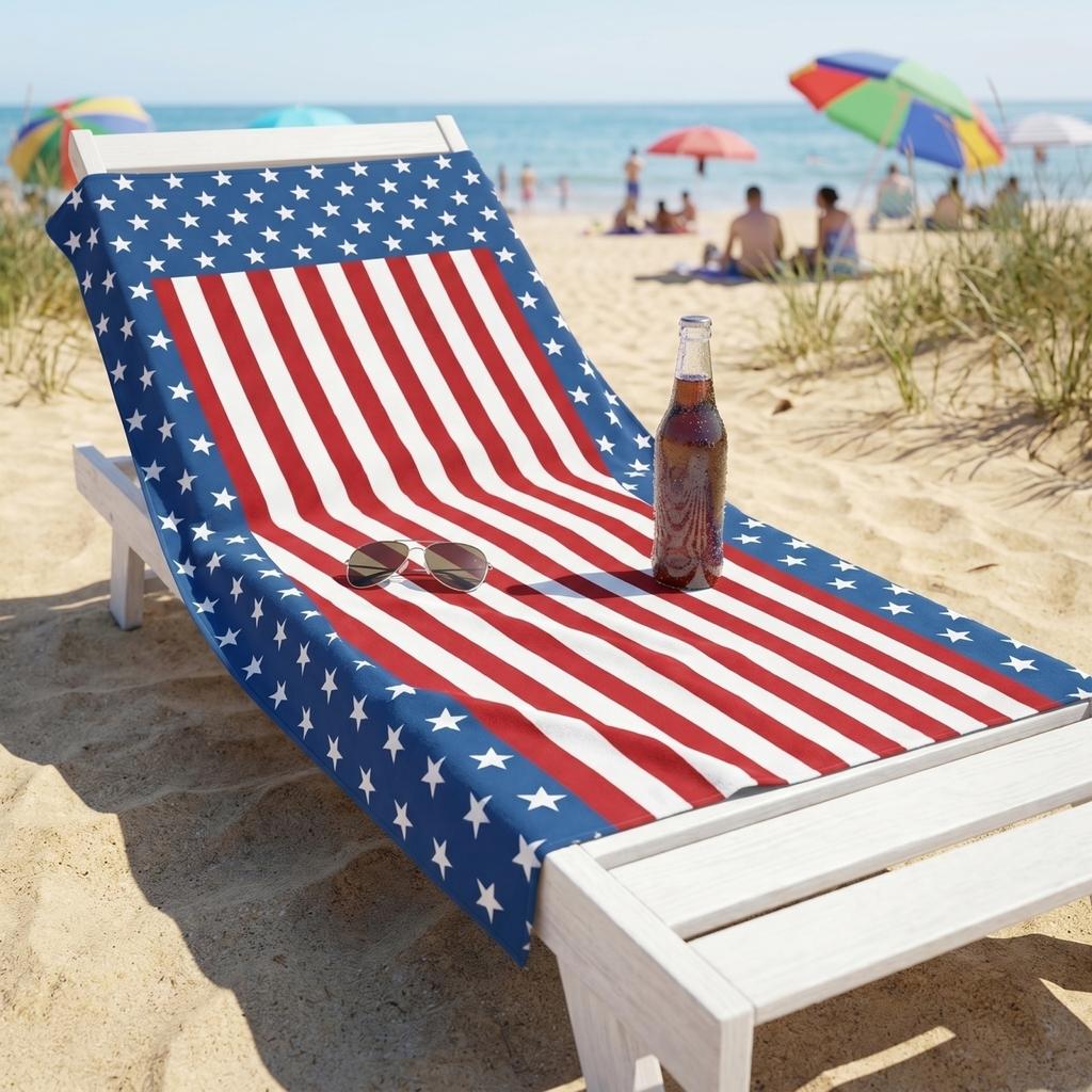 American Holiday Themed Bath Towel Microfiber Fabric Portable Towel For Beach Travel And Bath Use