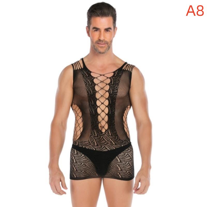 Plus Size Gay Mens Underwear Body Stocking Bodysuit Sexy Gay Underwear Transparent Sexy Underwear for Gay Men