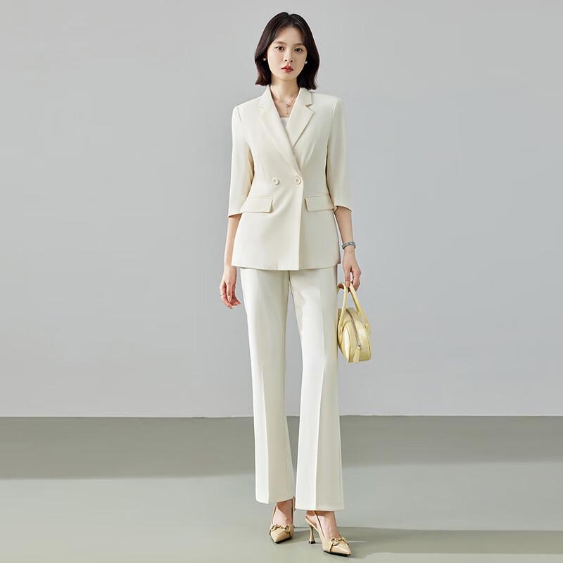 

Женский костюм-двойка: блейзер с рукавом 3/4 и брюки 3XL