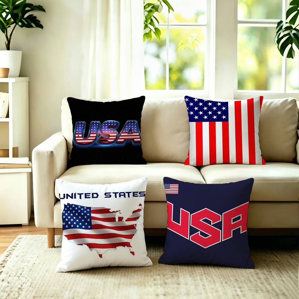 The American Flag Pillow Case Square DoubleSided Sofa Cushion Cover Bedroom Bedside Pillow