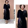 High-end Autumn Winter Retro Women's Velvet Plus-Size Dress V-neck Rhinestone Loose Long A-Line Casual Dress