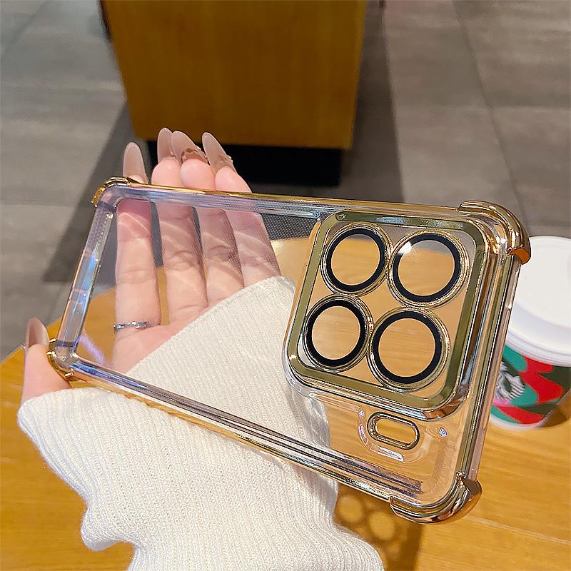 Clear Plating Xiaomi 15PRO Cover Soft Silicone Shockproof Phone Case for Xiaomi 14t 13 Pro 14 Full Lens Film Protection Shell