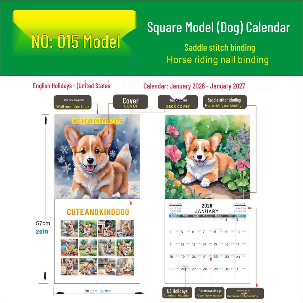2026 English Wall Calendar - New Styles with Countdown Feature, Various Designs Available