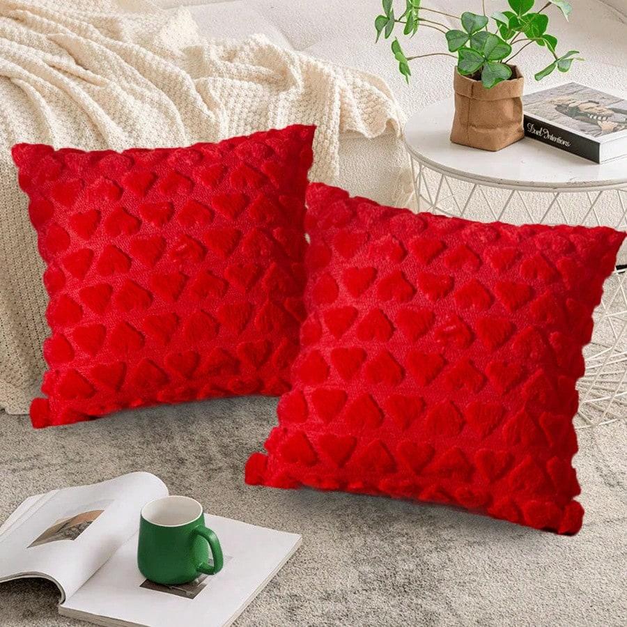 Modern Simple Heart Shape Plush Pillow Covers, 17.7*17.7 Inch (No Filling), Fabric Home Decor For Bedroom, Living Room, Office, Holiday Decorations