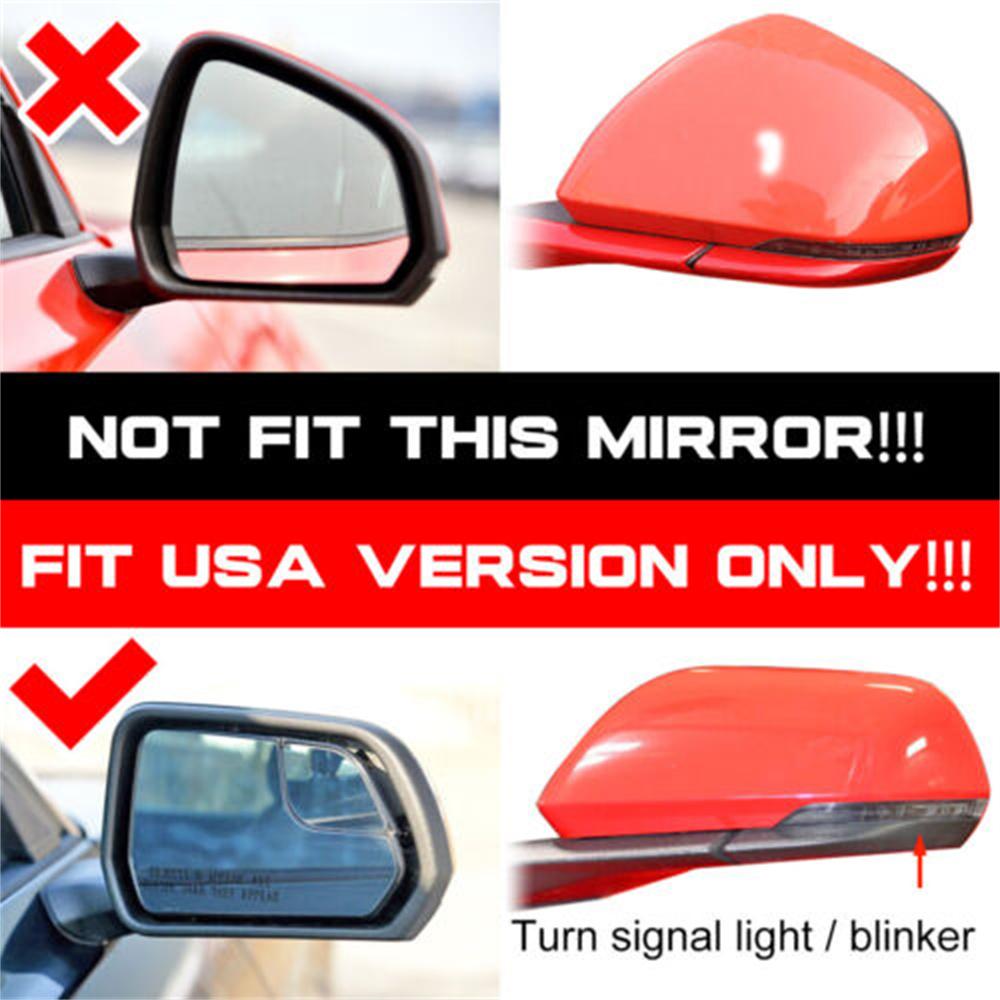 Carbon Fiber Side Mirror Cover Caps For Ford Mustang w/ LED Turn Signal 2015-17