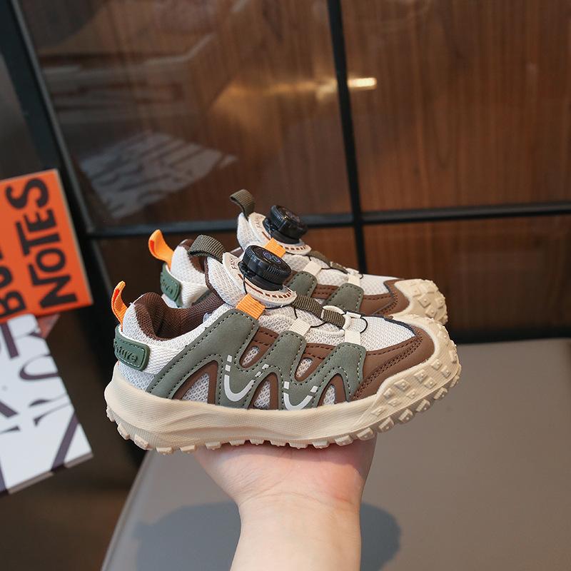 Girls' sneakers 20285 spring and autumn boys' shoes rotating buttons autumn new little girl light sports