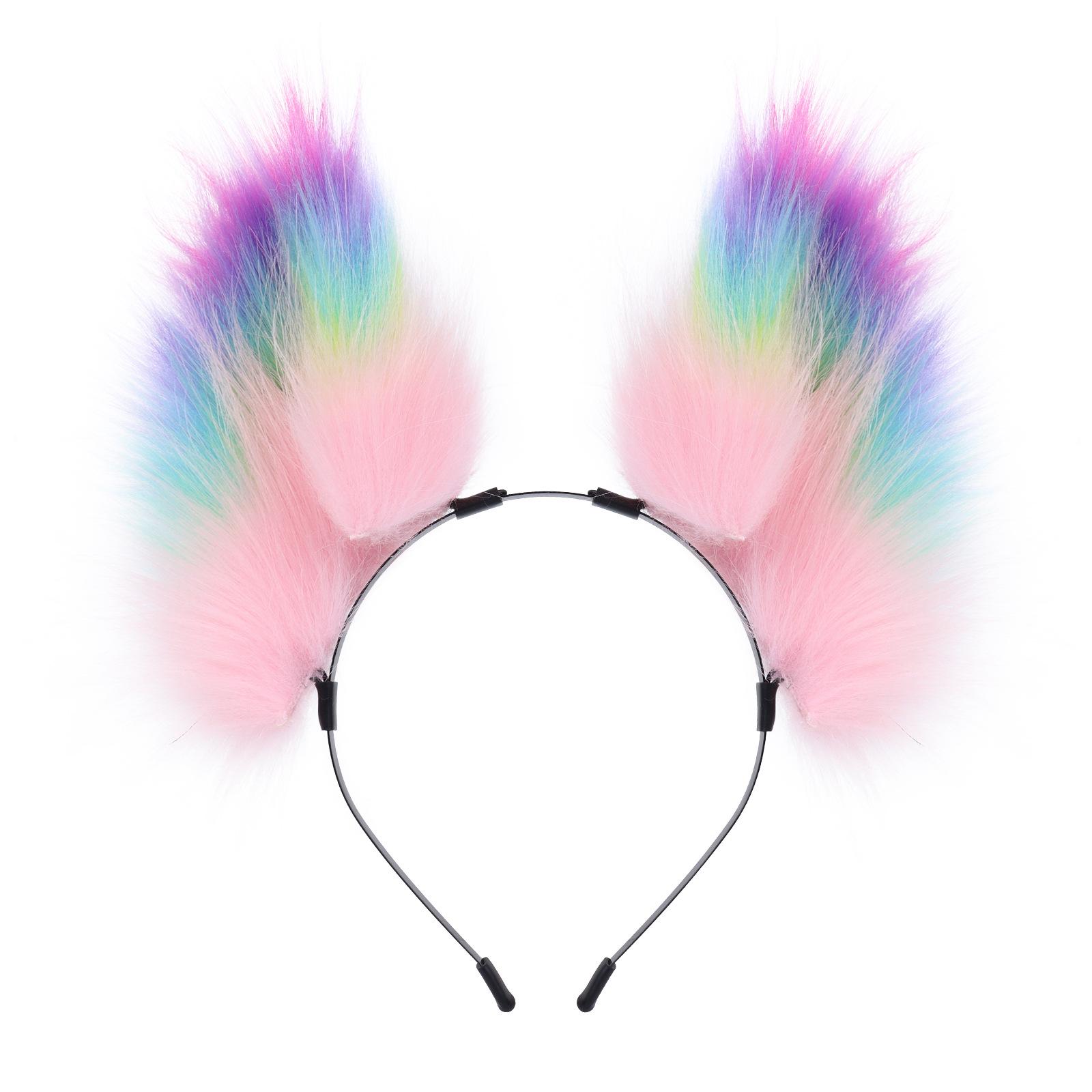 Handmade Plush Cat & Fox Ear Headband - Lolita Summer Style Hair Accessory розовый