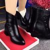 Women Fashion Ankle Boots Female Autumn Winter New Pointed Square Heels Black Retro Dress Party Ladies Autumn Winter Short Boots
