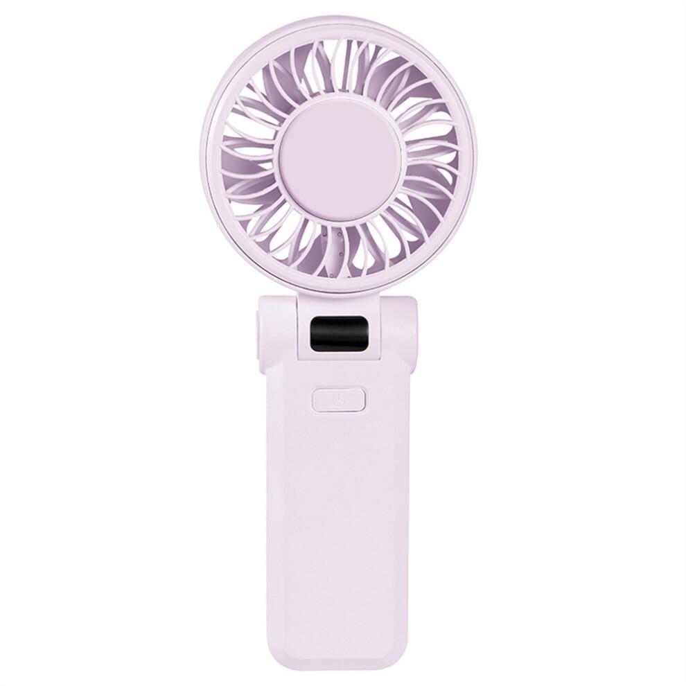 (Purple) Z35 Folding Cooling Fan USB Rechargeable Handheld Fan with Digital Display/5 Speed Settings