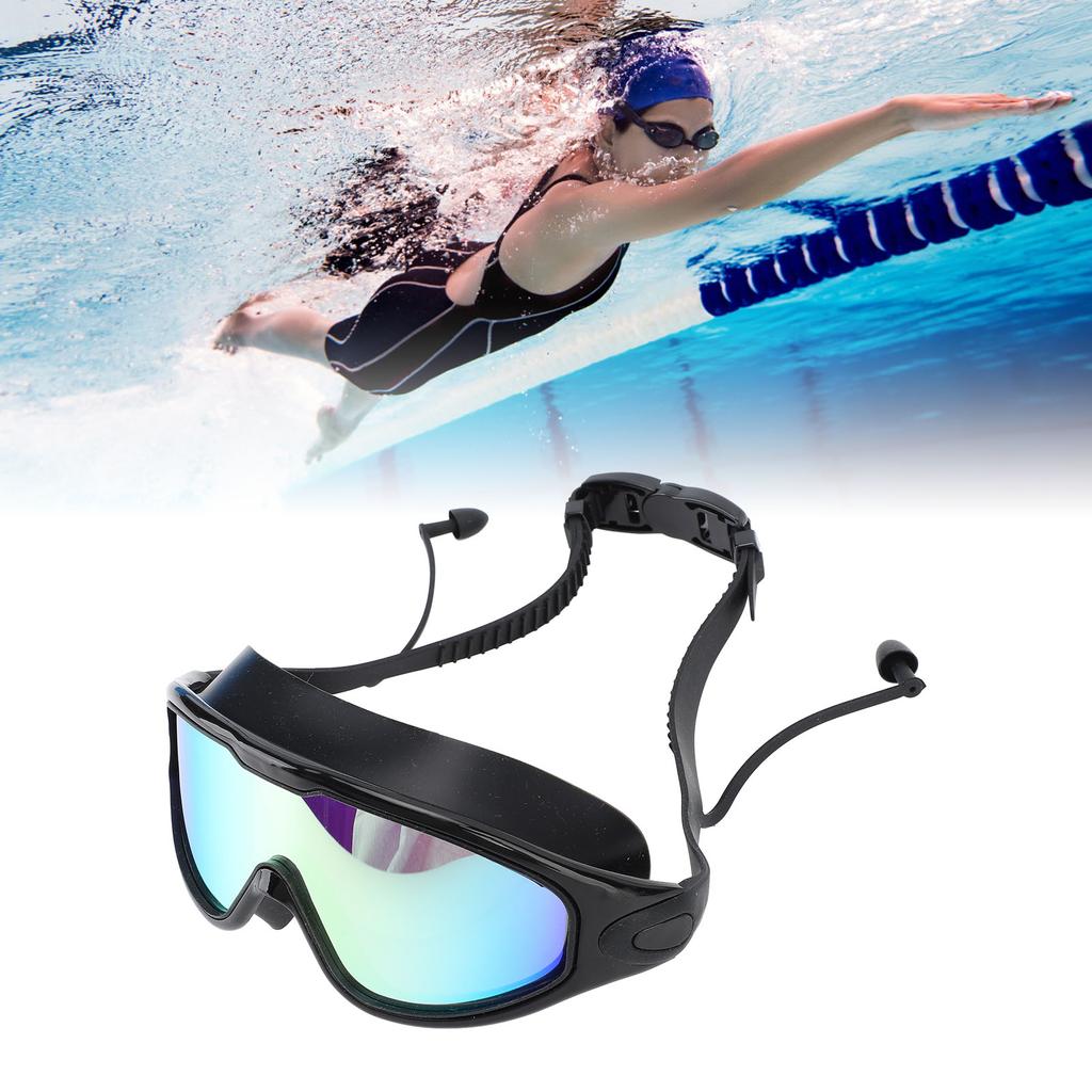 Swim Goggles Wide View Swimming Goggles Waterproof Anti Fog Electroplating Swim Glasses with Earplug