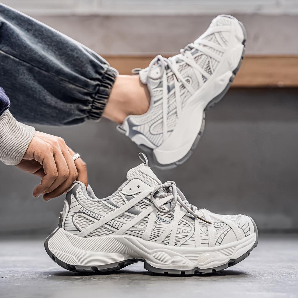 Men's and Women's Thick-soled Dad Shoes with Mesh Uppers Autumn New High-arched and Breathable Round-toe Sports Casual Shoes