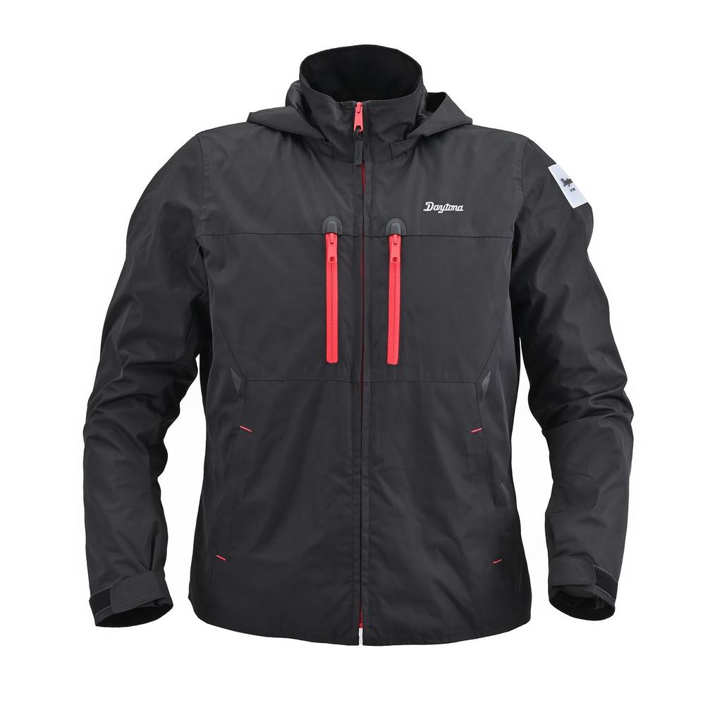 Daytona Motorcycle Size Cold Weather CE Soft Protectors and Simple Winter Men's Jacket, DJ-013, 48583, Black/Red, 2XL, Protection, Certified,