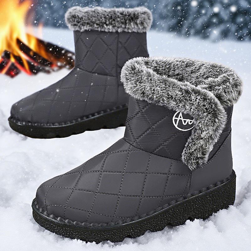 Snow Boots Women's Autumn and Winter New 2025 Polyurethane Women's Medium Tube Cotton Shoes Piled Thickened Thermal Cotton Boots
