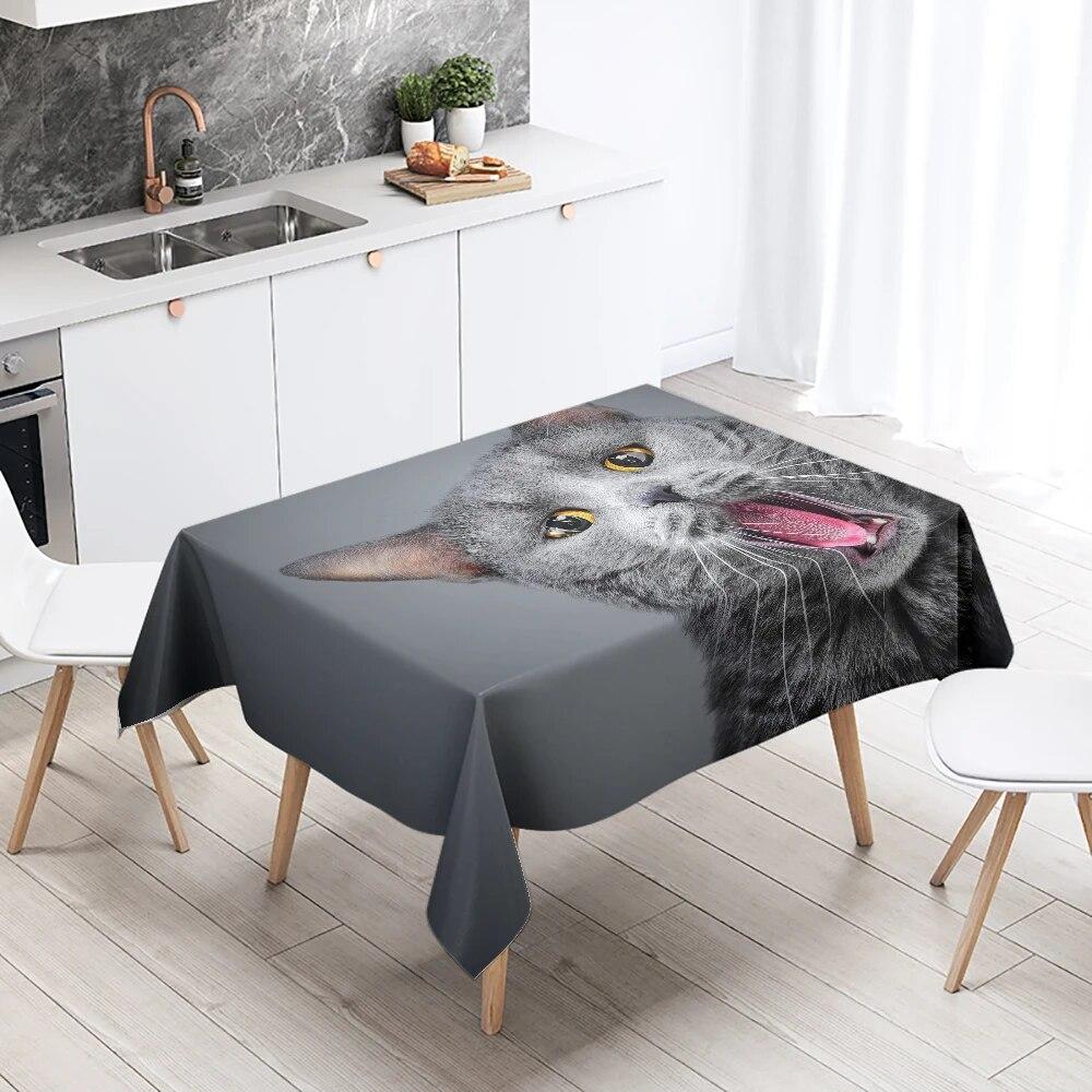 Cute Cat Tablecloth Party Restaurant Table Decoration Waterproof Rectangular  Kawaii New Home Kitchen
