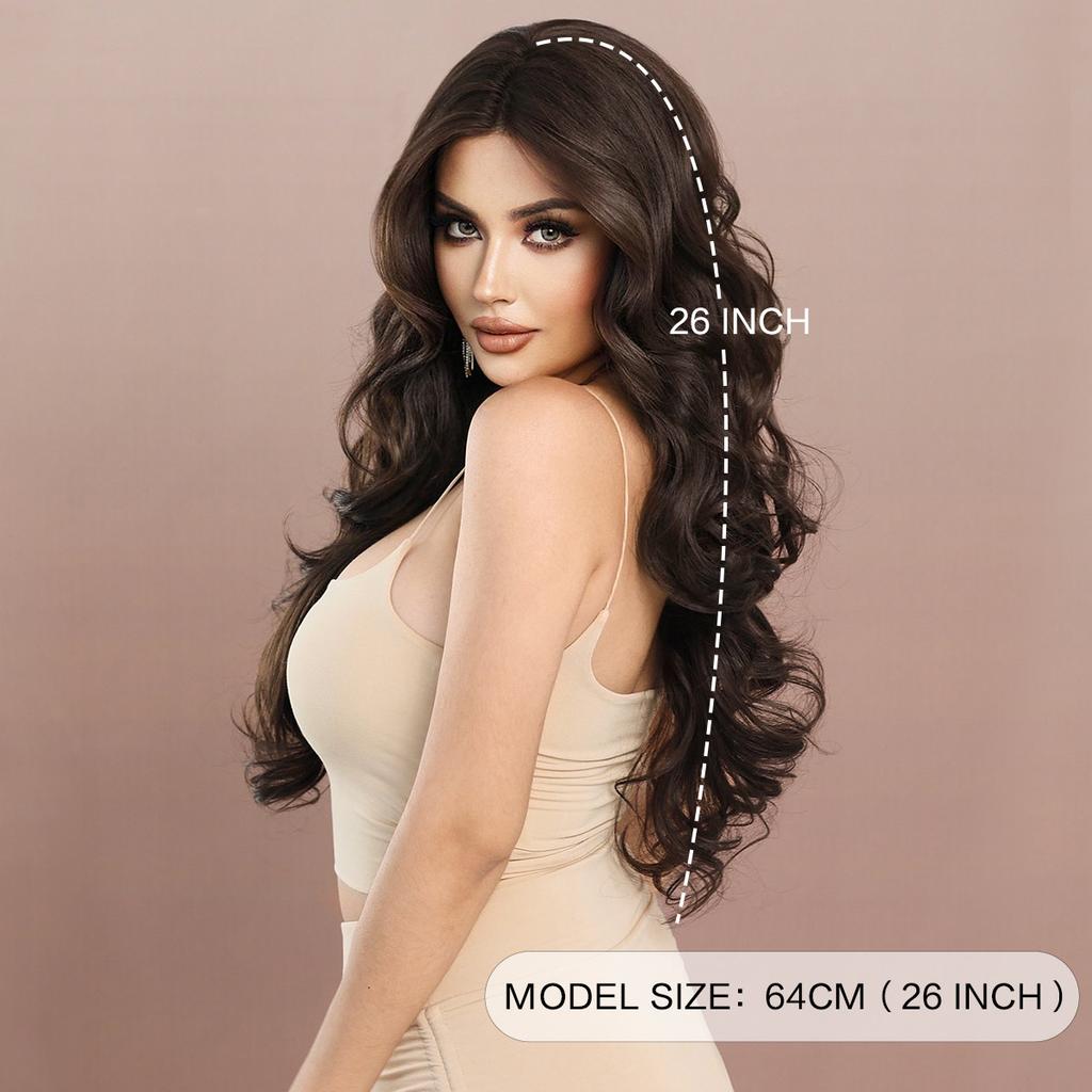 New Ladies Wig T-Part Lace Wigs Black and Brown Big Waves Mid-point Lace Wig Full Headgear Beauty Decoration
