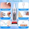 B7000 Jewelry Rhinestones Glue,Clear Super Glue Transparent Industrial Adhesive for Phone Repair Jewelery Making Crafts Gem Fabric Metal Nail Art