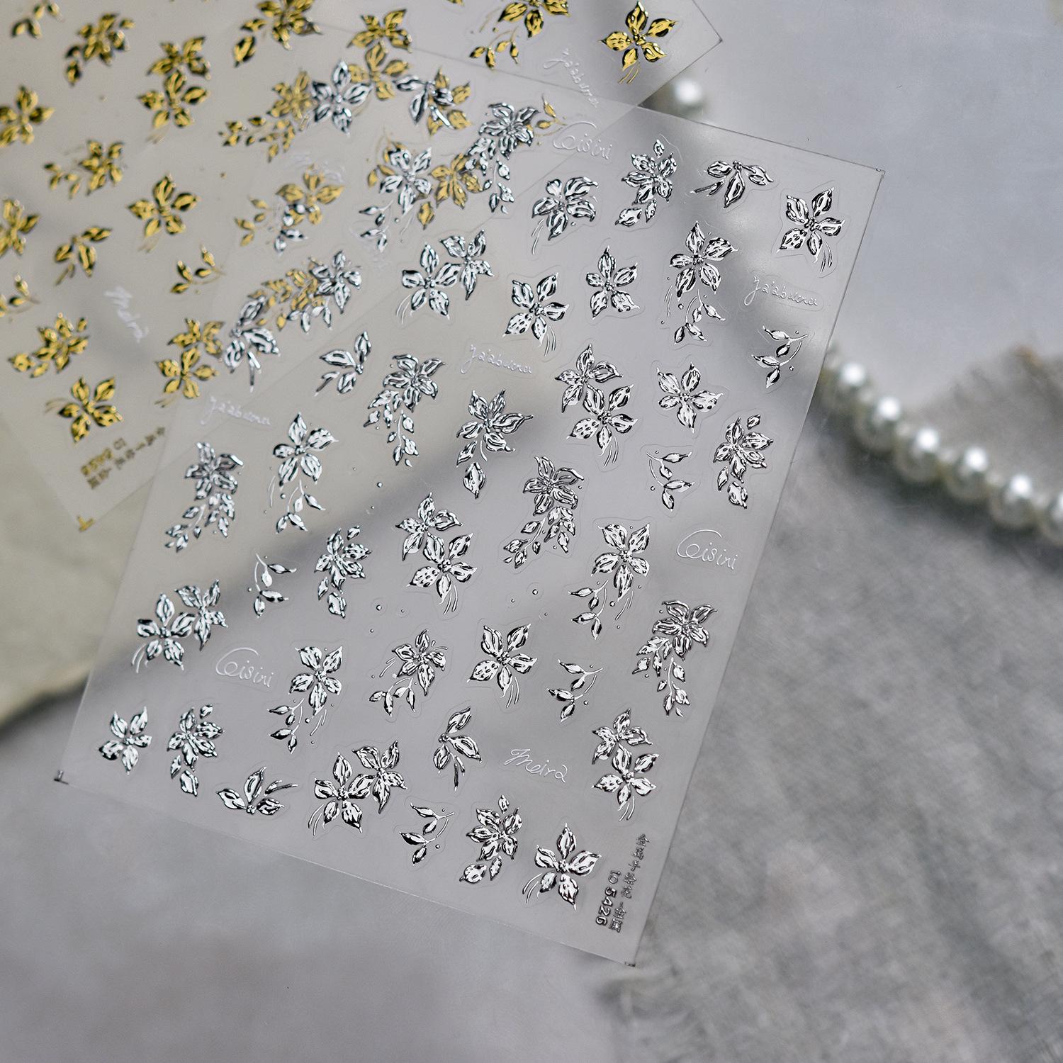 Tomoni Ретро Металлические Цветочные Наклейки для Маникюра - Изысканные Горячие Штампованные Украшения