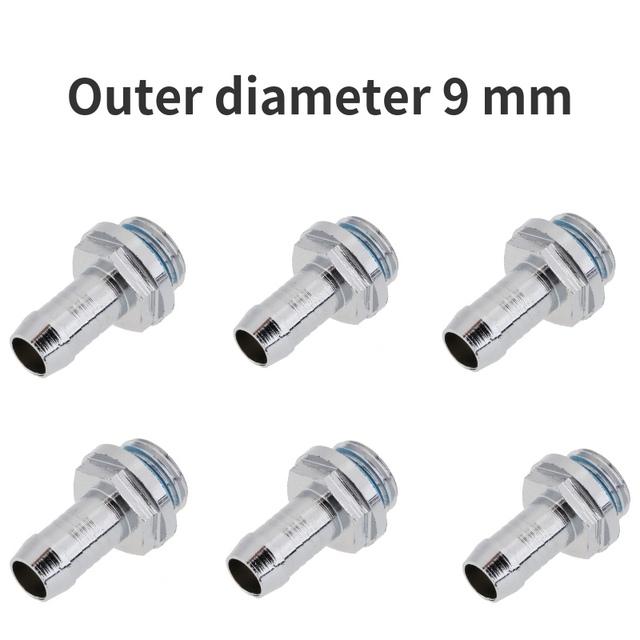 6pcs PC Water Cooling Two-Touch Fitting G1/4 Thread Barb Connector for Computer Cooling System Barb Fitting 6mm /7.2mm/9 Mm/11mm