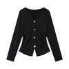 La Chapelle Women's Slim-Fit V-Neck Long Sleeve T-Shirt