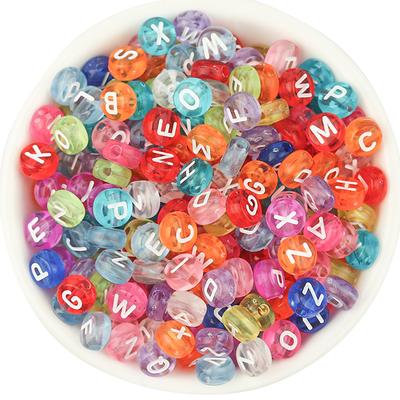 100pcs 7mm Multicolor Acrylic Alphabet Beads Heart Numbers Letter Loose Beads For Jewelry Making DIY Bracelets Gift Wholesale