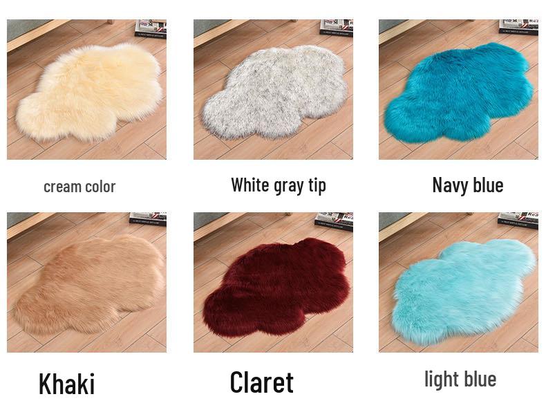 Faux Wool Cloud-Pattern Long Pile Rug for Living Room, Bedroom, and Bay Window