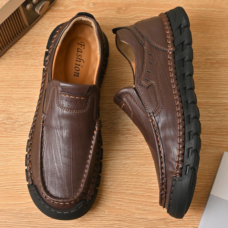 Men's Hand-stitched Leather Shoes Outdoor Casual Sneakers Large Size 39-46