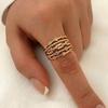 New Golden Plated Sun Rings for Women Fashion Rhinestone Inlaid In Hollow Metal Texture Ring Trendy Jewelry Wedding Gifts