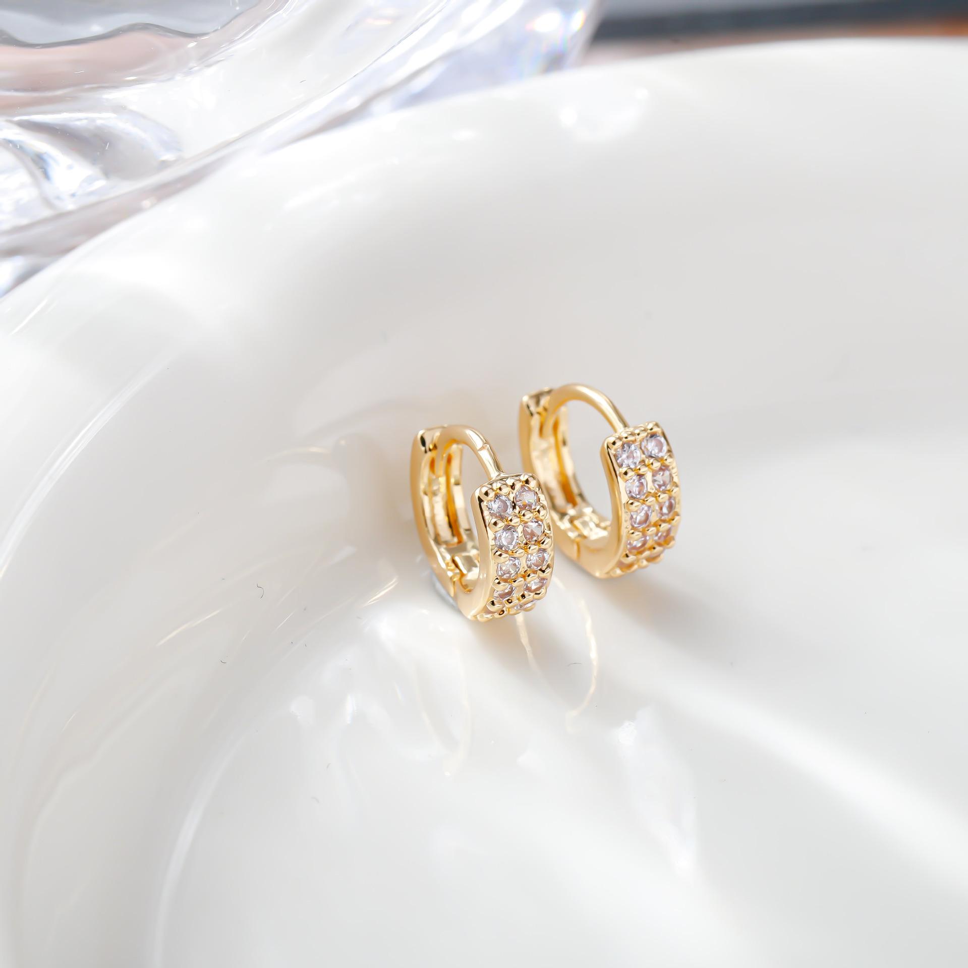 European  American High-End Luxury Zircon Full Diamond Ear Studs for Women