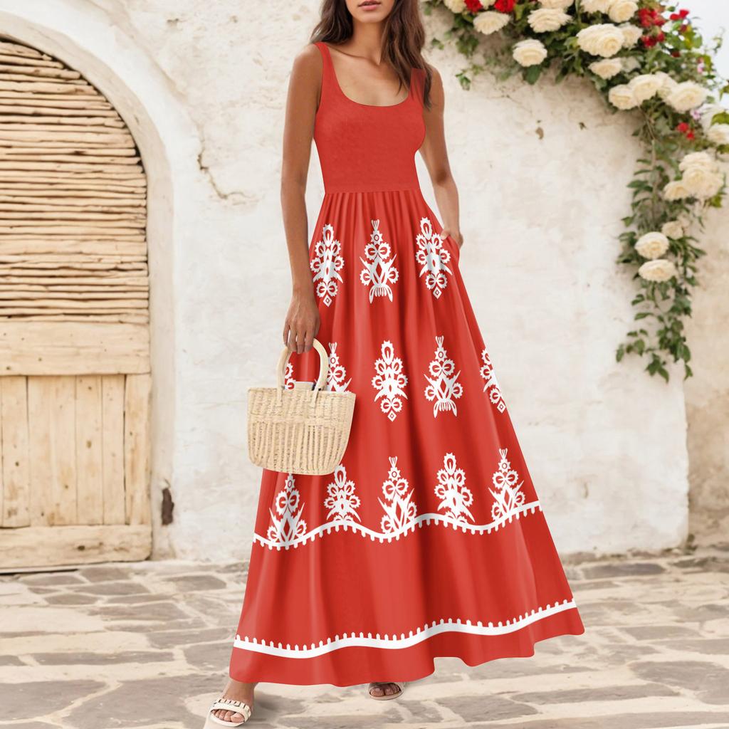 Women's Flowing Dresses Women's Summer Dresses Casual  Long Dresses Cute Floral Long Dresses