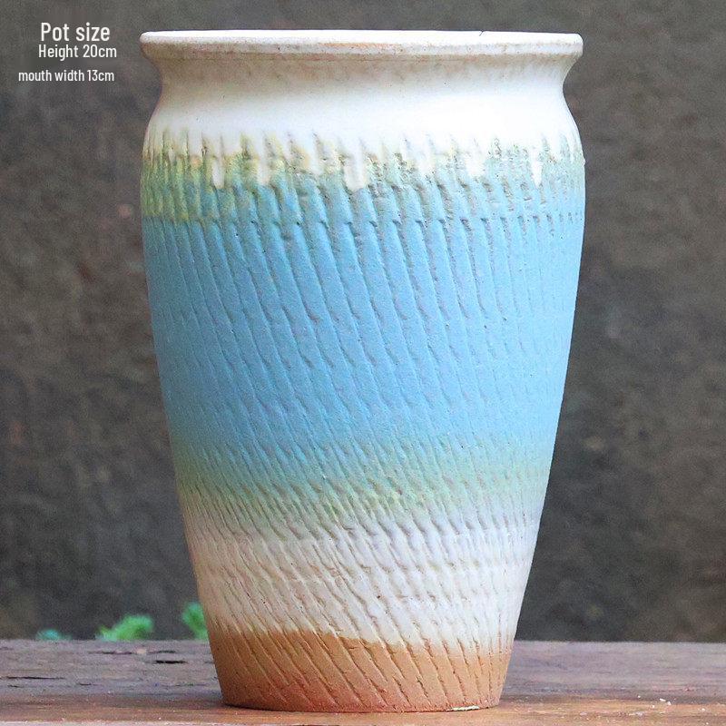 Handmade Coarse Ceramic Succulent Planter, Orchid Breathable Zisha Pot, Old Tree Design, Tall Rose Pot.