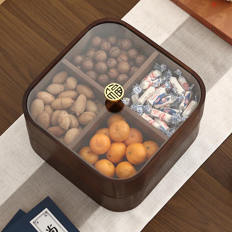 Wooden Snack Serving Box with Tempered Glass