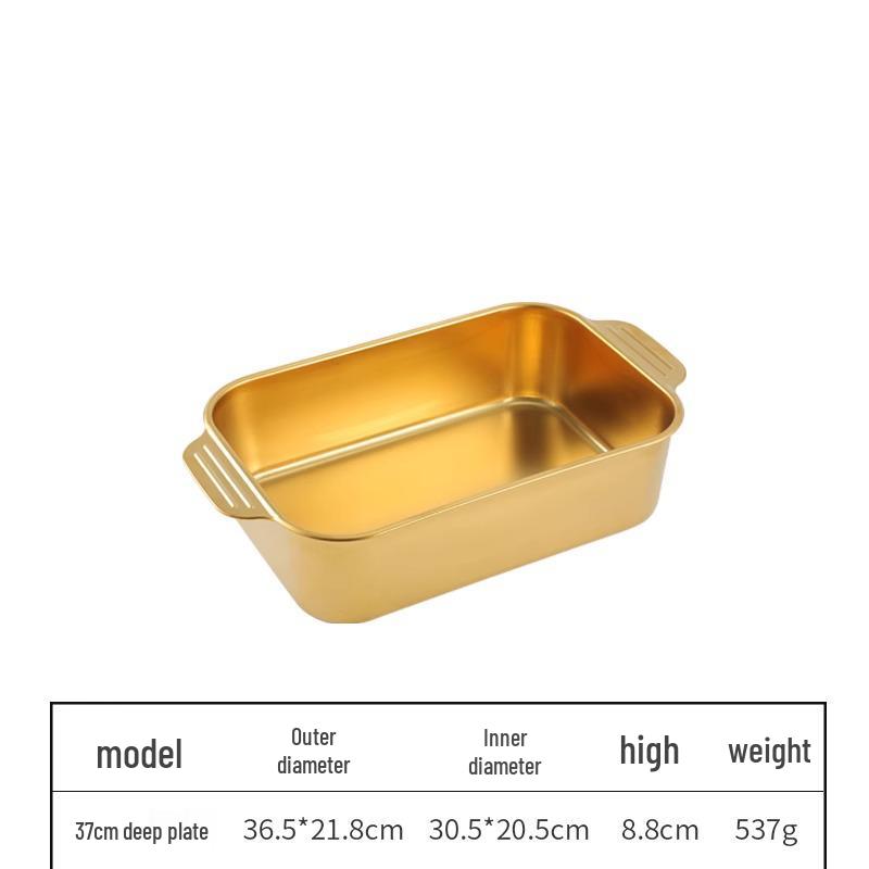 Korean 304 Stainless Steel Grilled Fish Pan, Rectangular Baking Tray with Double Ears for Serving Rice and Vegetables