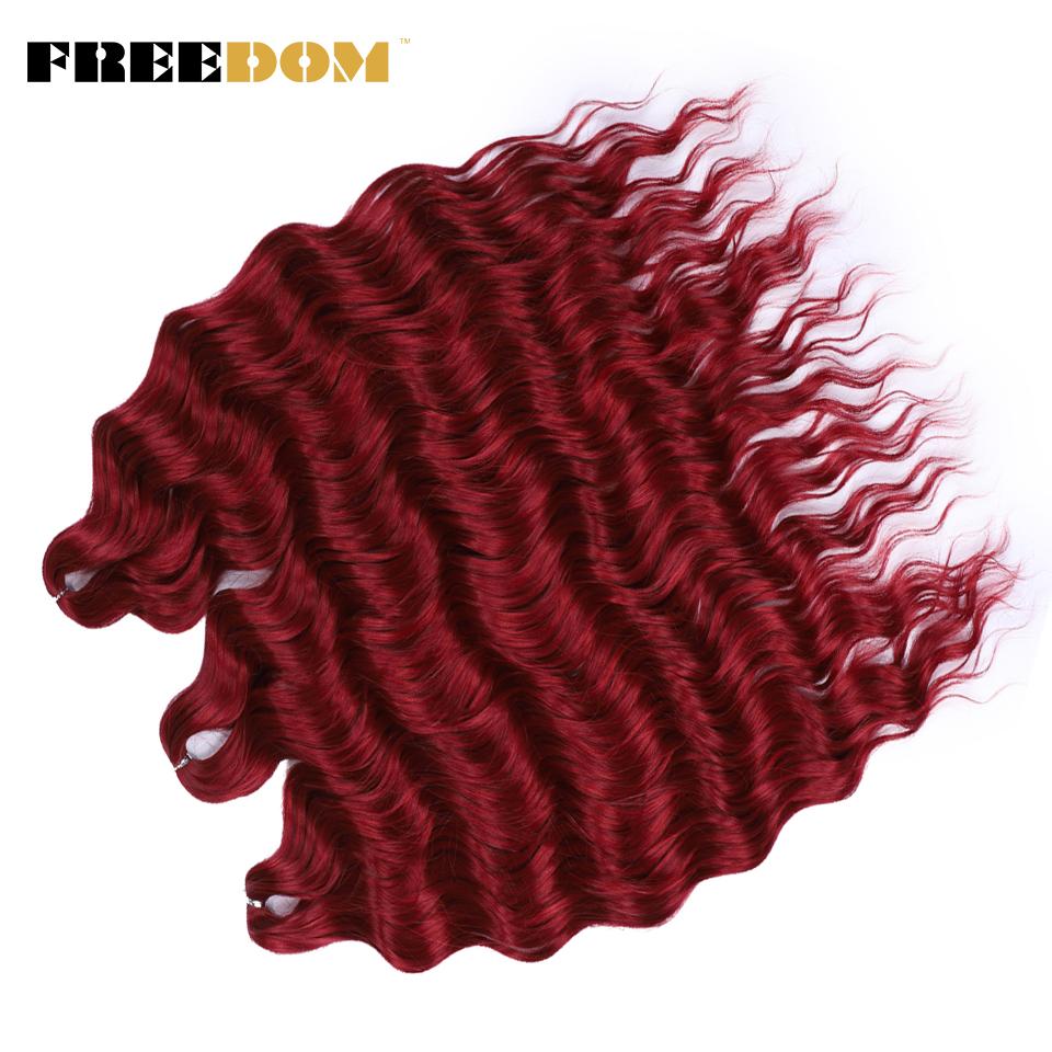 FREEDOM Synthetische Flecht-Haarverlängerungen Tief Gewellt 24 Zoll Lang Lockige Braids Haare Ombre Braun Regenbogen Twist Häkel-Haar