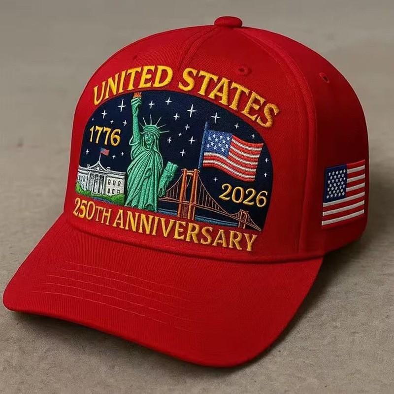 U.S. 250th Anniversary Retro Washed Adjustable Hat with Bald Eagle Common Fabric Patriotic American Style