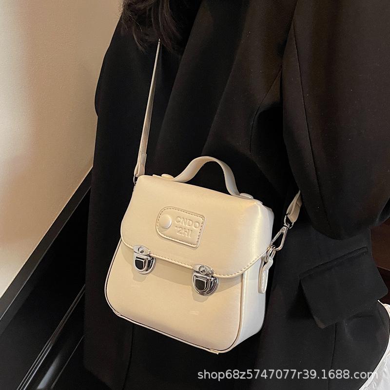 Shoulder bag retro small backpack 2025 spring new simple fashion messenger bag double lock small square bag women's bag