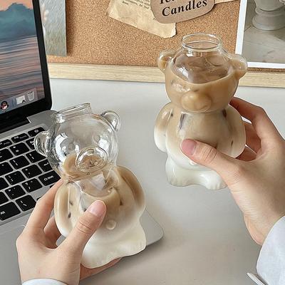 320ML Kreative Niedliche Bär Kaffeetasse mit Strohhalm mit Strohhalm Gläser Tasse Geburtstags-Weihnachtsgeschenke für Frauen Kinder Freunde Großhandel