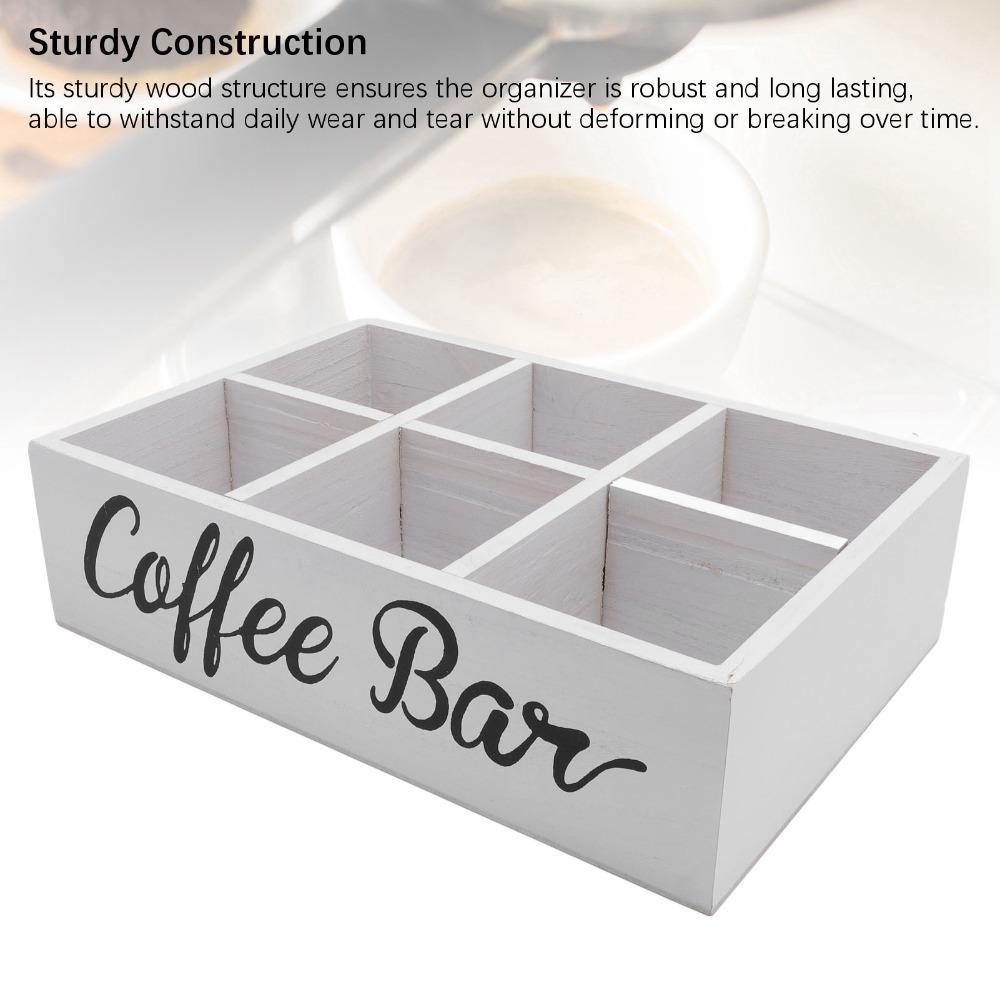 Black/White Coffee Station Organizer Wooden Material Coffee Pods Holder Kitchen Storage белый