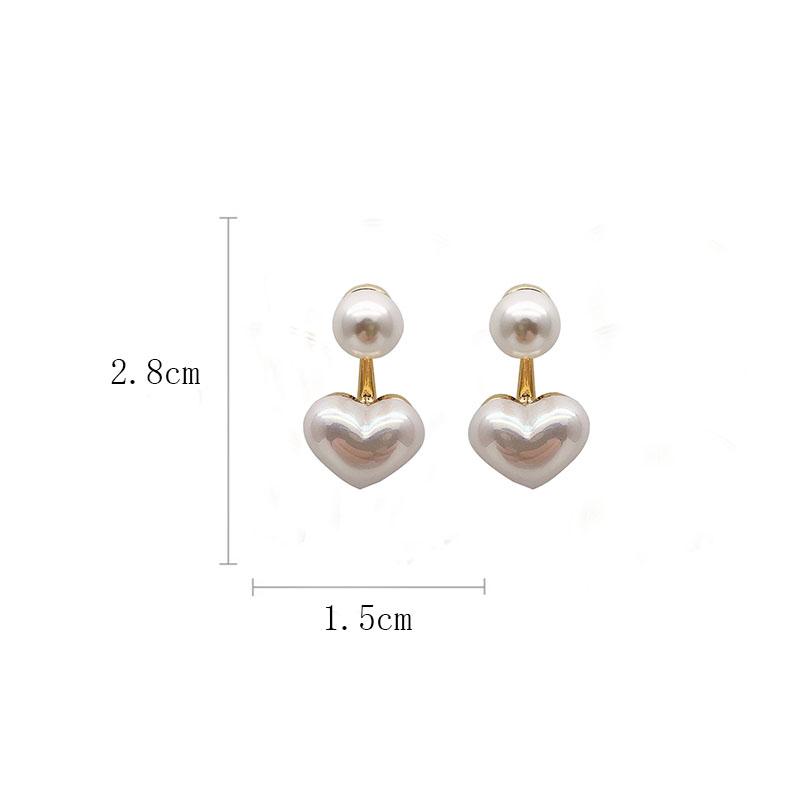 925 Sterling Silver Imitation Pearl Earrings for Women Heart Round Stud Earrings Elegant Love Ear Stud Party Wedding Jewelry Valantine Day Gifts