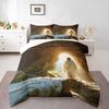 Risen Jesus Empty Tomb Bedding set (1 duvet cover, 2 pillowcases, duvet not included), Sunrise Cave Christian Faith Scenery Art Print