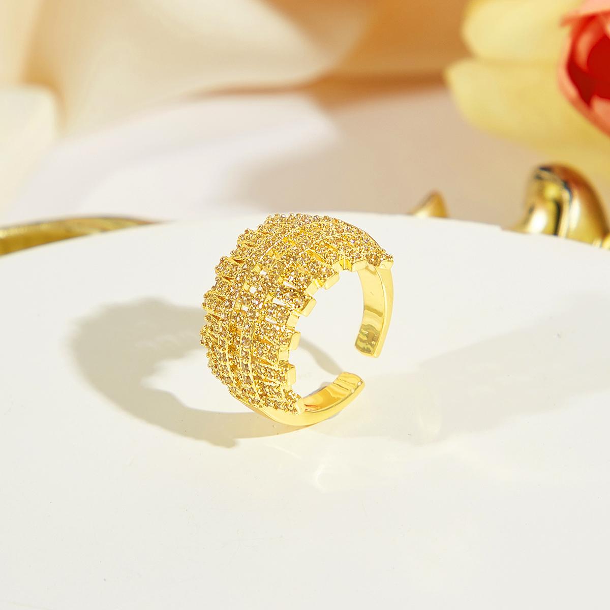 

CMM Изысканное этническое полое золотое циркониевое геометрическое отверстие регулируемое кольцо для банкета, вечеринки, свадьбы, женские модные ювелирные изделия, аксессуары золотой