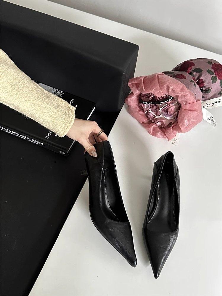 French Pointed Sexy Leopard Print Temperament Thin Heel High Heels 2025 Autumn and Winter New Versatile Commuter Light Mouth Single Shoes