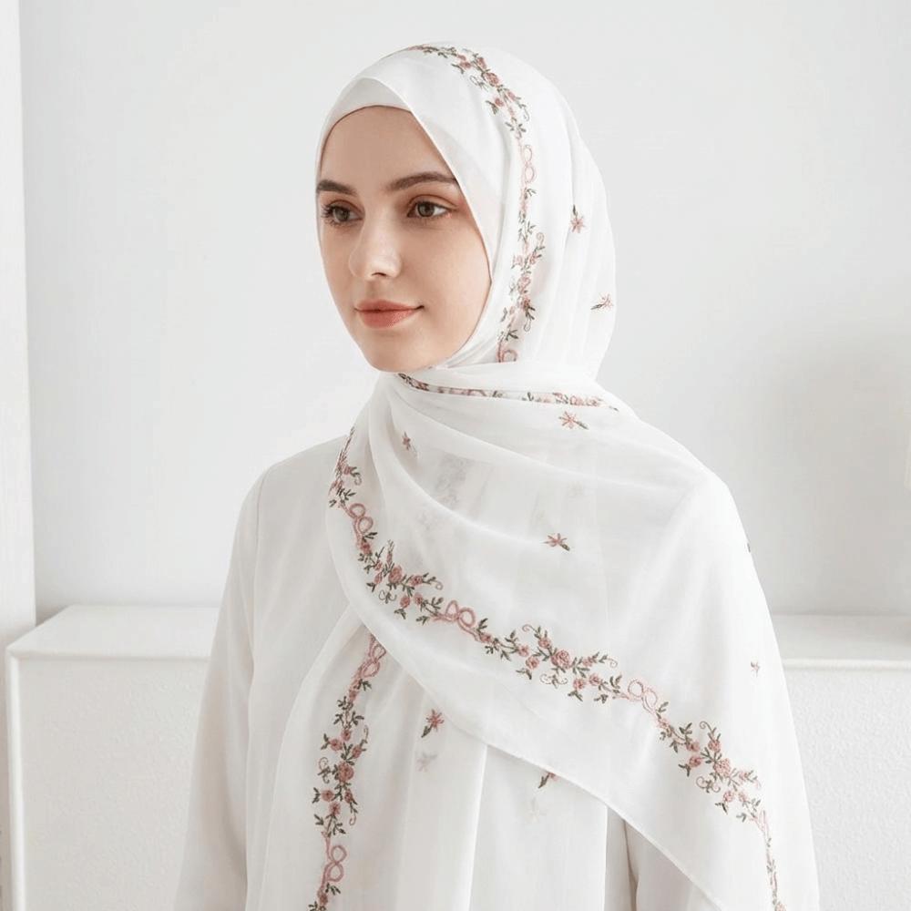 Long Hijab Scarf Cotton Thin Shawl Fashion Floral Headscarf  Vacation