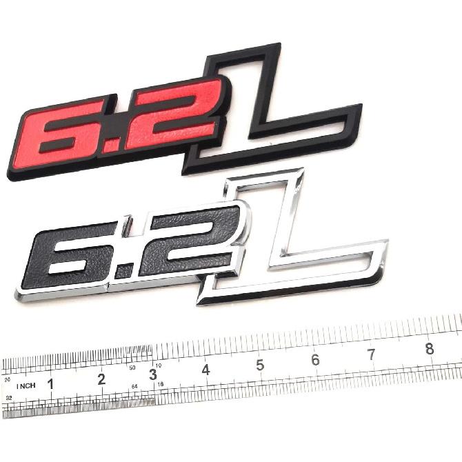 2pcs 6.2L Emblems Side Fender 3D Decals Badge Replacement for F-150 Raptor 6.2 L F150 Chrome