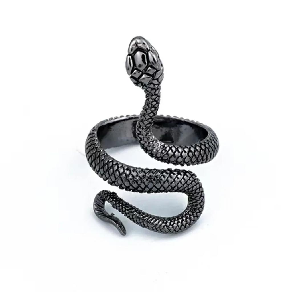 Rings for Men Women Punk Goth Snake Ring Exaggerated Black Plated Gothic Adjustable Party Gift Jewelry Woman Jewelry