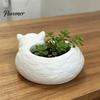 Embossed Texture Plant Pot 3D Printed Sleeping Cat Flowerpot, Mini Desktop Planter, Unique Indoor Garden Decor Decorative Holder for Succulents Small