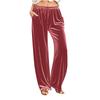 Pantalones de terciopelo para mujer de otoño, Pantalones casuales tipo jogger de pierna ancha con cordón en la cintura