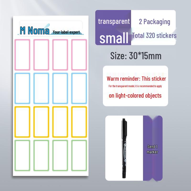 Waterproof Transparent Adhesive Name Stickers - Colorful and Self-Adhesive Labels