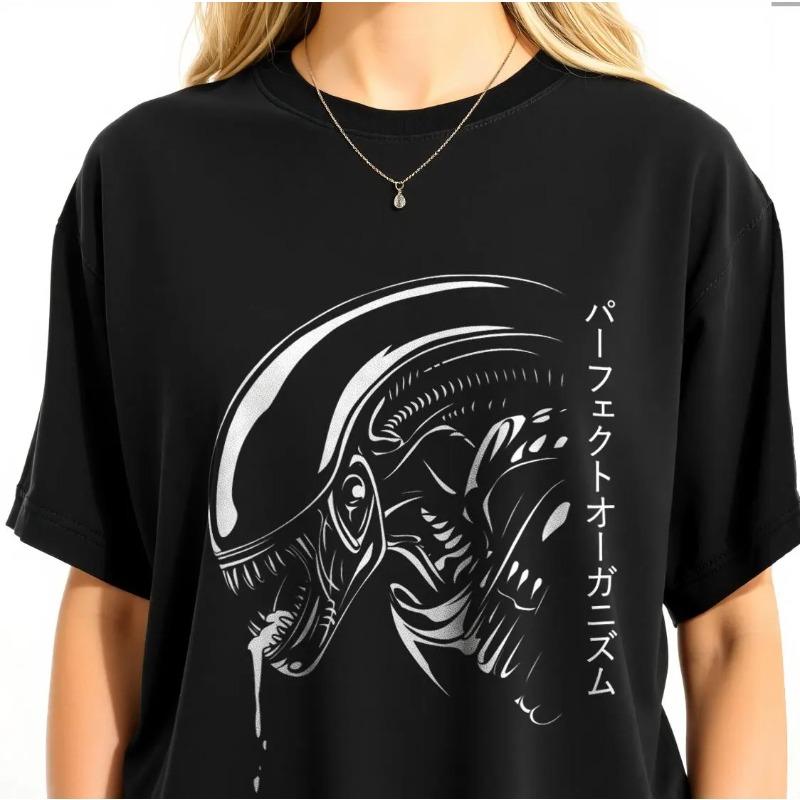 Alien Tshirt  Retro Scifi Horror Tshirt for Women Summer New Unisex Casual Cotton Tshirt S