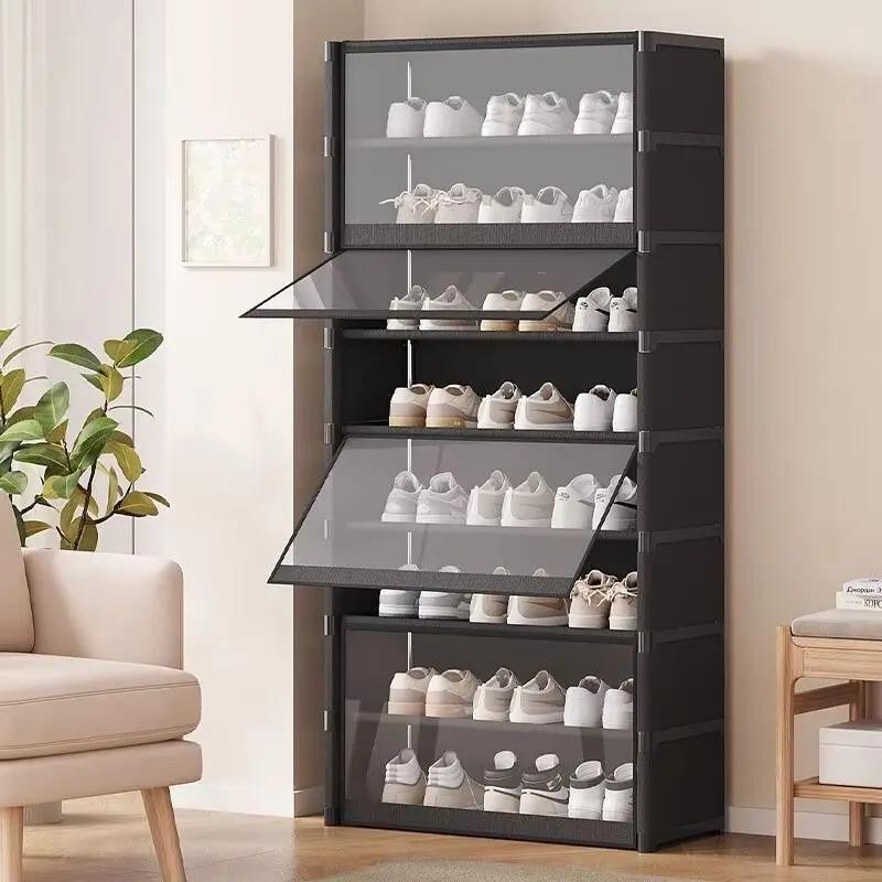 Multilayer Stackable Shoe Rack - Assembled Shoe Hanger & Door Storage Rack for Dormitory Space-Saving Shoe Cabinet for Home Use