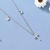 New 925 Sterling Silver Necklace Cross Shape Women Pendant Simple Personality Choker Religious Faith Accessories Fine Jewelry